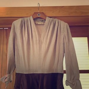 Vintage linen and satin dress. Medium